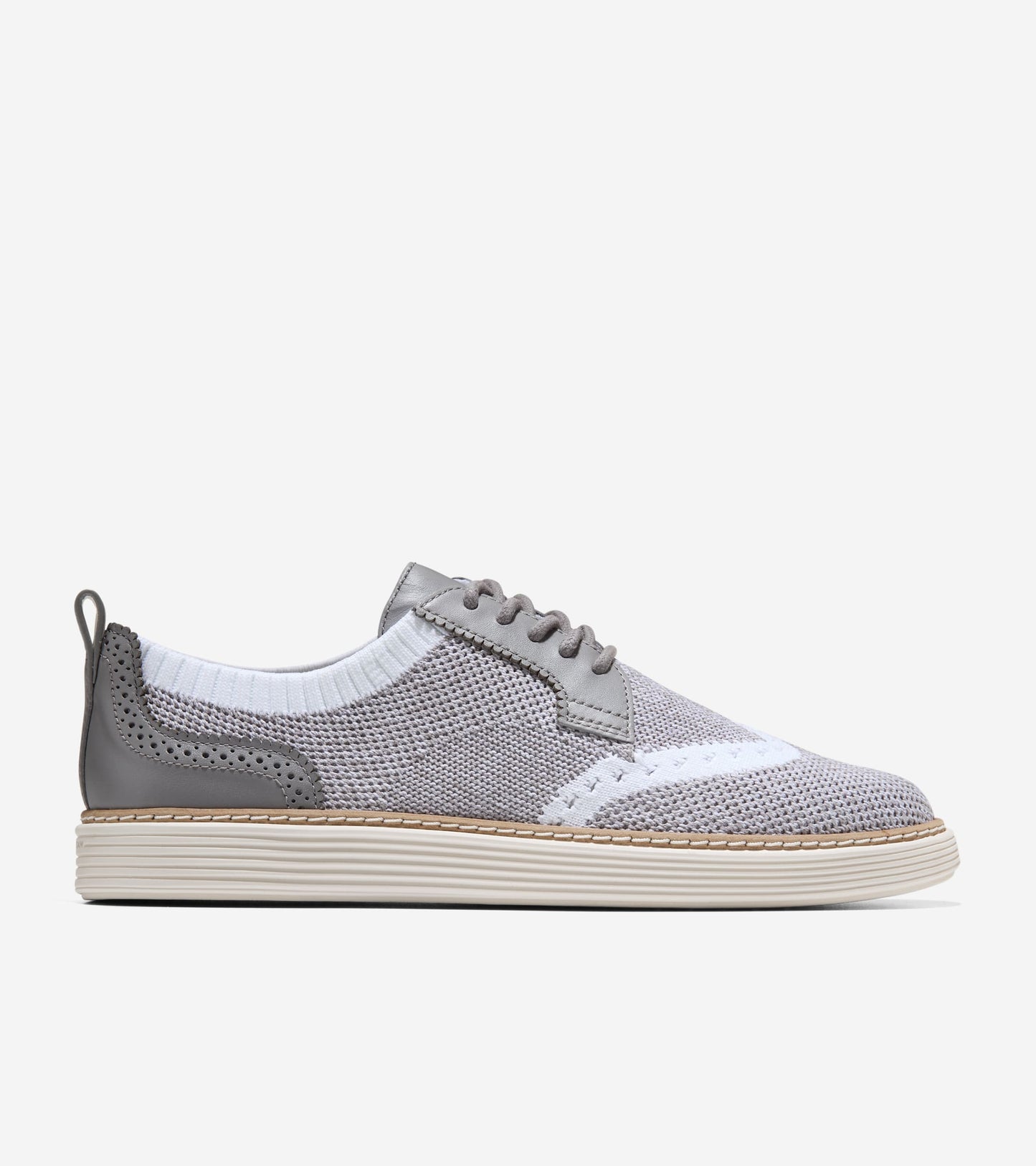 W33218:FROST GRAY AND WHITE HEATHERED KNIT/FROST GRAY/IVORY